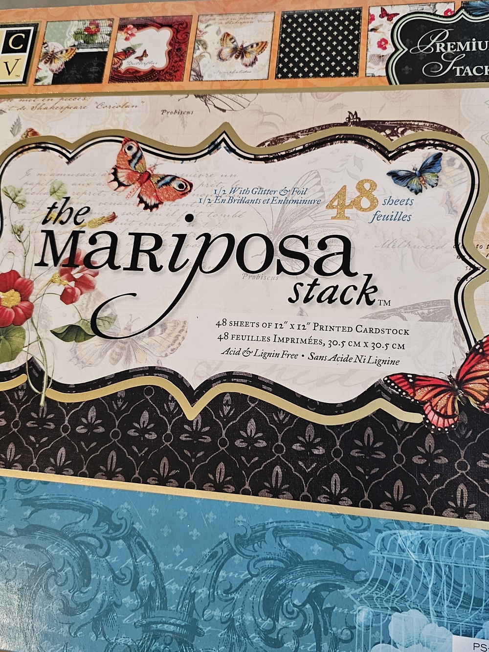 DCWV Mariposa Stack Premium Decorative CardStock- Multicolor Butterflies Vintage